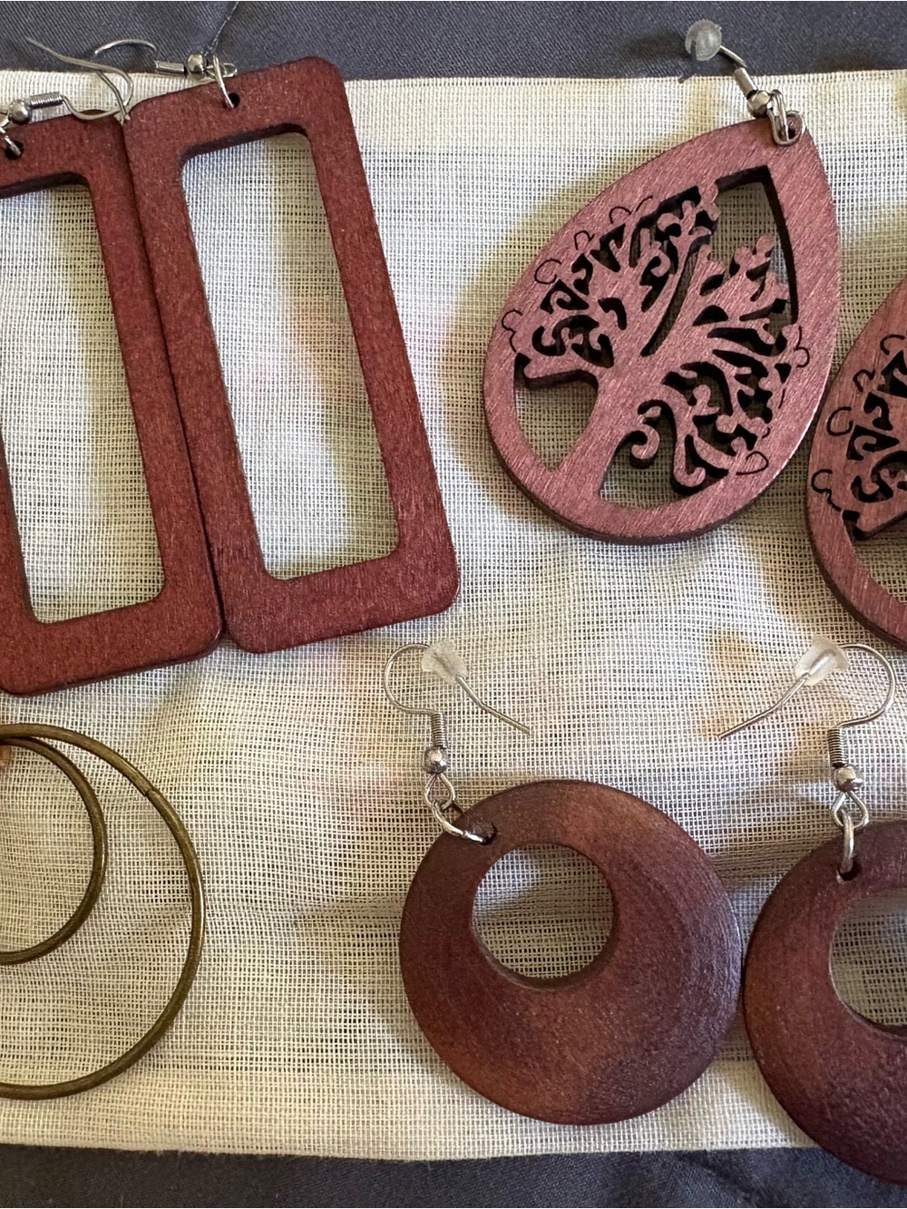 Handcrafted Wooden Earrings in Brown - Lightweight Women Jewelry